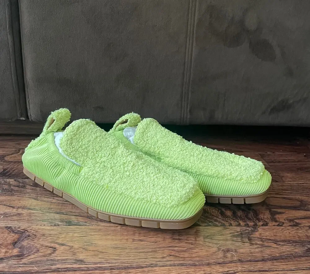 $1095 NIB Bottega Veneta Men's Lime Green Terry Cloth Knit Slip-On Loafers 41(8)